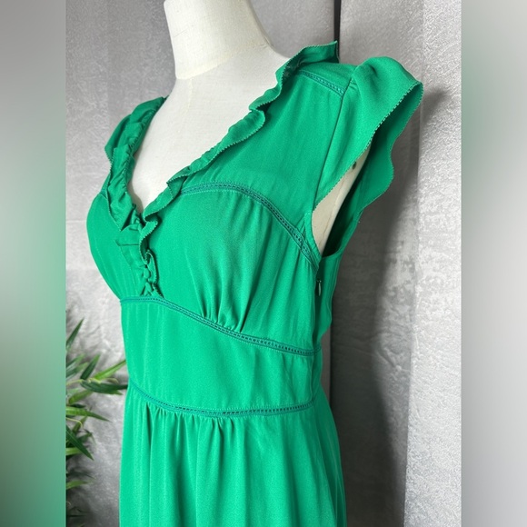 Maeve Green Midi Dress with Ruffle Details - Picture 6 of 13